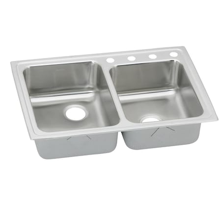 Lustertone Stainless Steel 33 X 22 X 4 Offset Double Bowl Top Mount Ada Sink